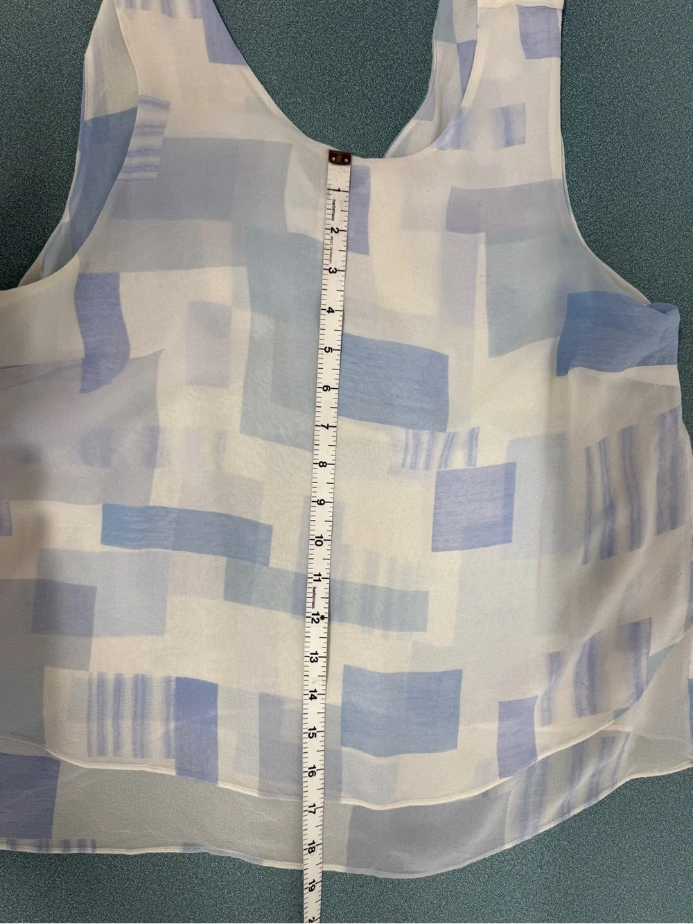 JOIE Sleeveless Geometric Print Silk Top Blouse  Light Blue Women’s Medium